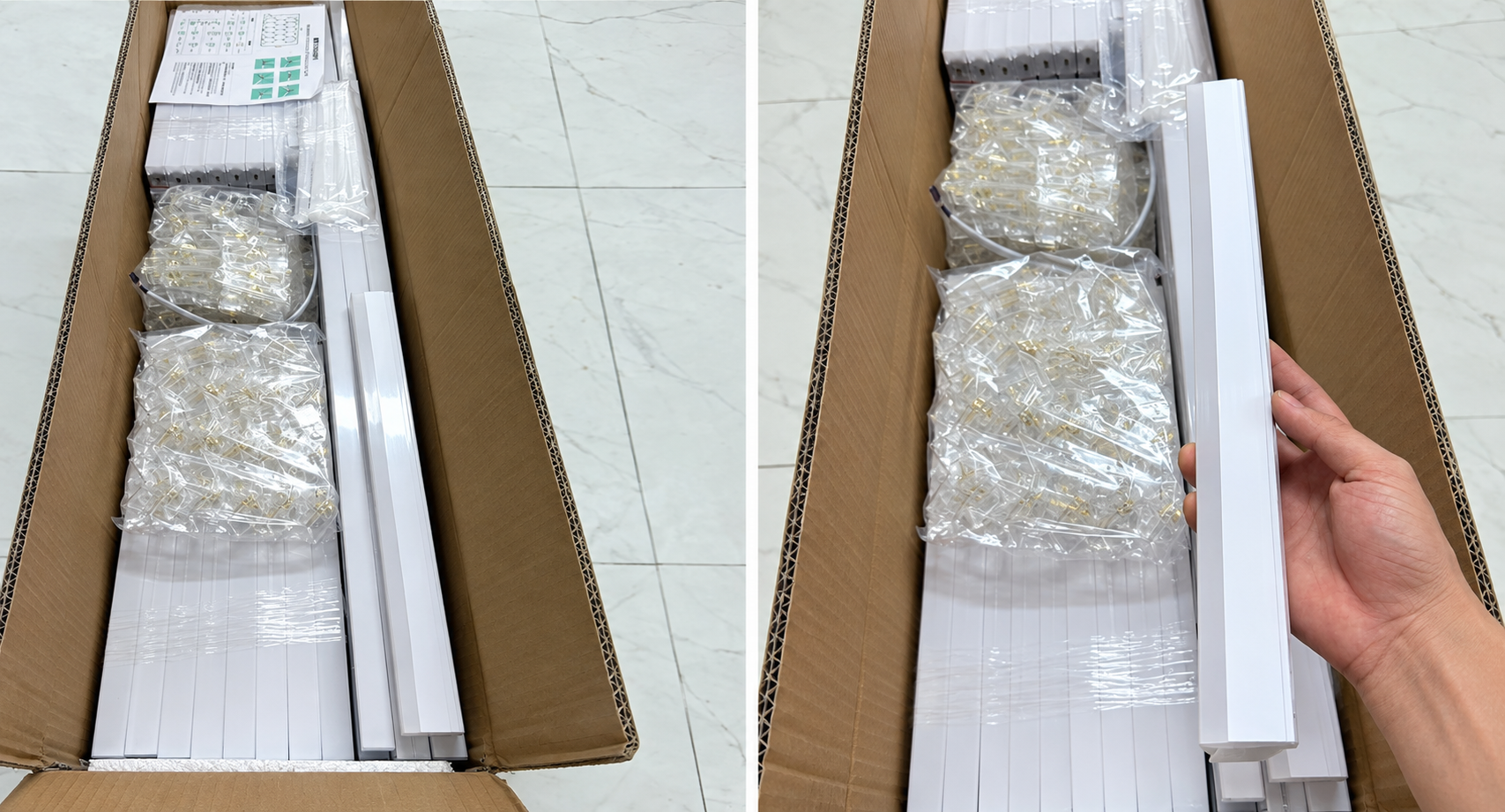 Kiểm tra linh kiện đèn trong hộp carton